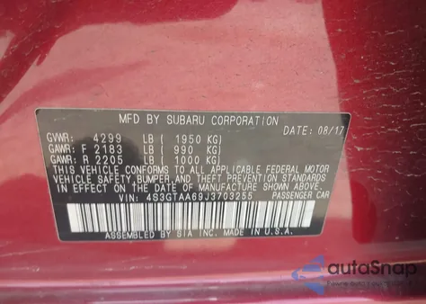 2018 Subaru Impreza 2.0I из США, поврежденный, VIN 4S3GTAA69J3703255